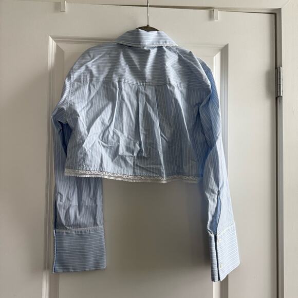 Zara Lace Trim Crop Top And Shirt - Picture 5 of 7